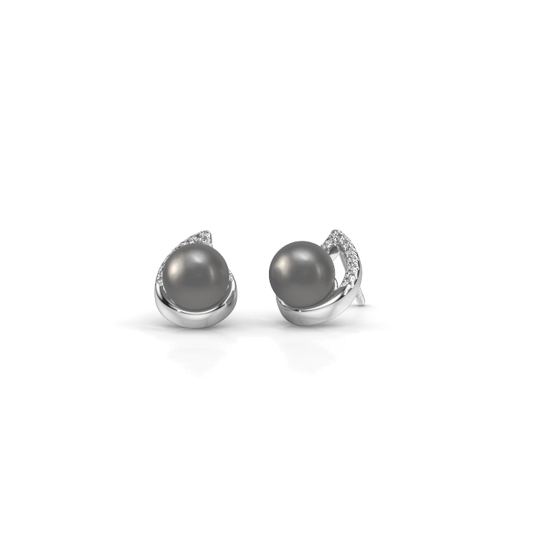 Image of Earrings Kaira 585 white gold Grey pearl 7 mm