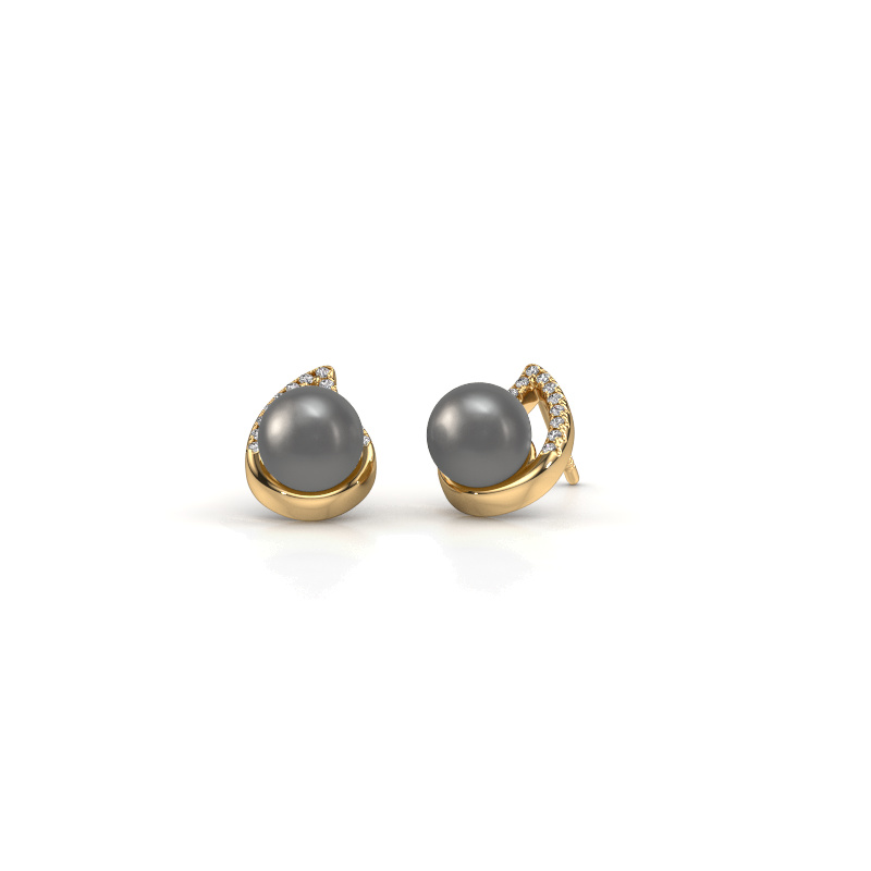 Image of Earrings Kaira 585 gold Grey pearl 7 mm