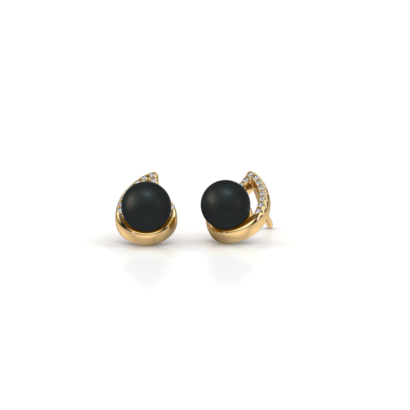 Image of Earrings Kaira 585 gold Black pearl 7 mm