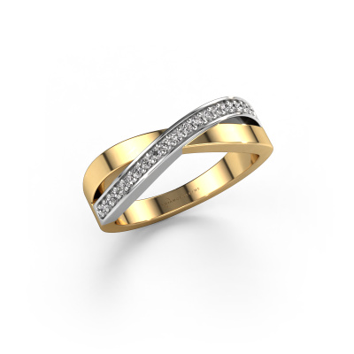Modern elegant gold ring Kaley | Set with 0.008 crt diamond