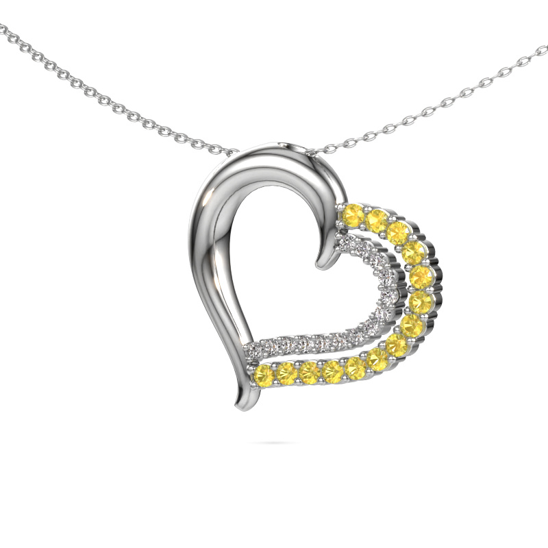 Image of Necklace Kandace 585 white gold Yellow sapphire 1.9 mm