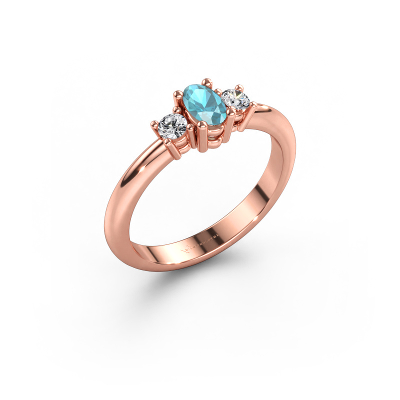 Immagine di Anello di fidanzamento Karie 585 oro rosa Topazio blu 5x3 mm