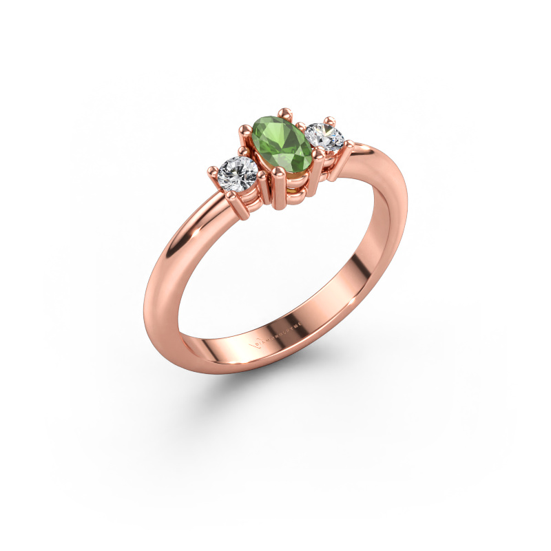 Immagine di Anello di fidanzamento Karie 585 oro rosa Tormalina verde 5x3 mm