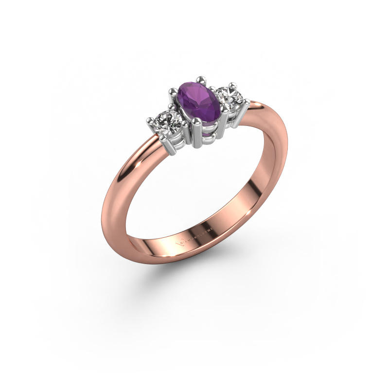 Image of Engagement ring Karie 585 rose gold Amethyst 5x3 mm