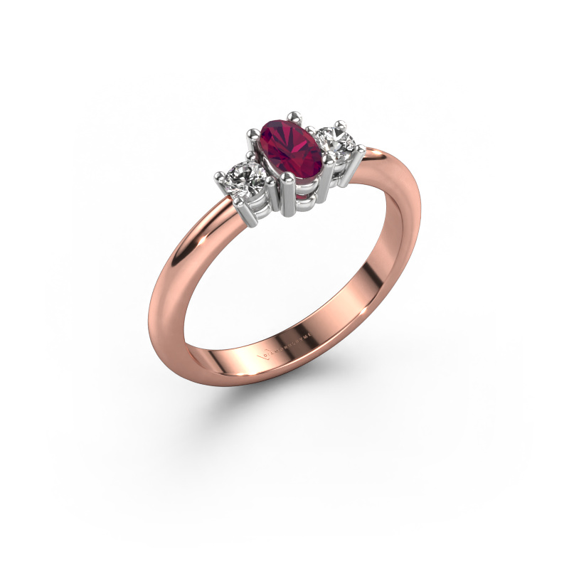 Image of Engagement ring Karie 585 rose gold Rhodolite 5x3 mm