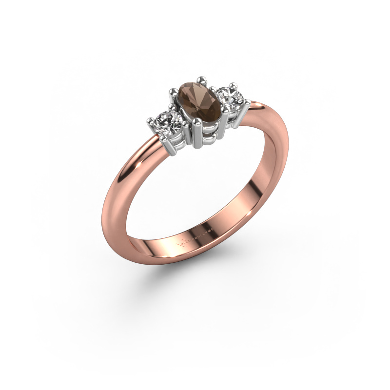 Image of Engagement ring Karie 585 rose gold Smokey quartz 5x3 mm