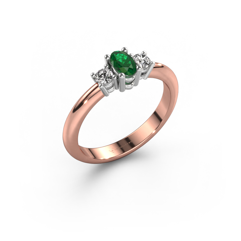 Image of Engagement ring Karie 585 rose gold Emerald 5x3 mm