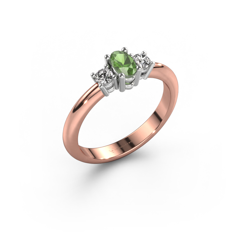 Image of Engagement ring Karie 585 rose gold Tourmaline green 5x3 mm