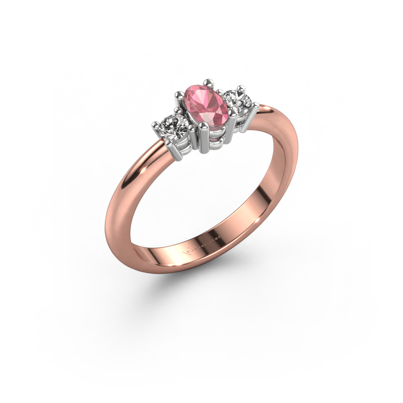 Image of Engagement ring Karie 585 rose gold Tourmaline pink 5x3 mm