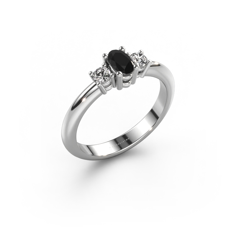 Bild von Verlobungsring Karie 585 Weißgold Schwarz Diamant 0.436 crt
