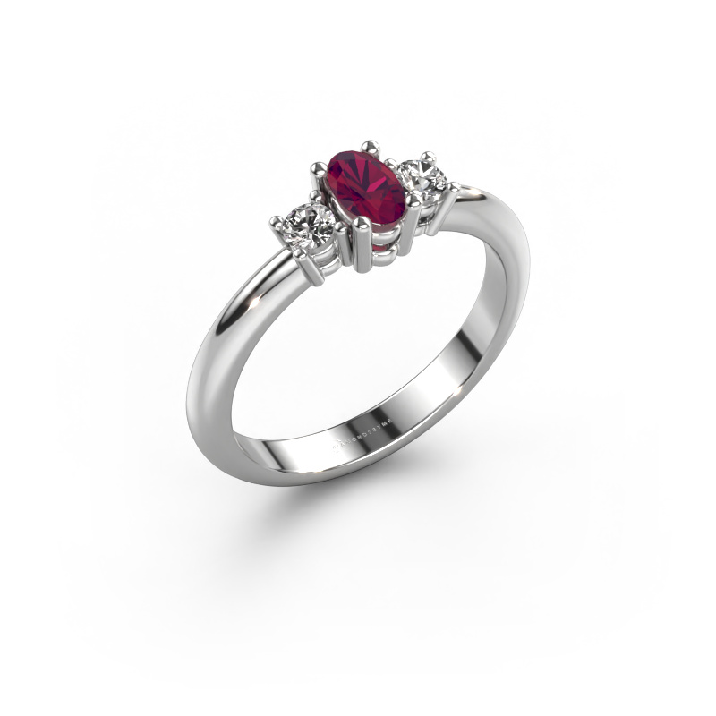 Image of Engagement ring Karie 585 white gold Rhodolite 5x3 mm
