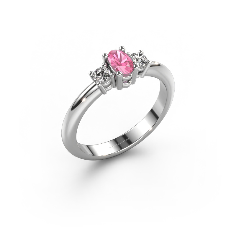 Image of Engagement ring Karie 585 white gold Pink sapphire 5x3 mm