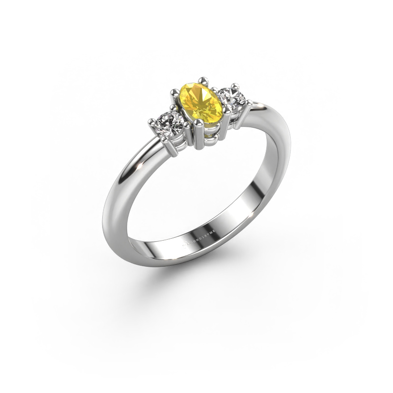 Image of Engagement ring Karie 585 white gold Yellow sapphire 5x3 mm