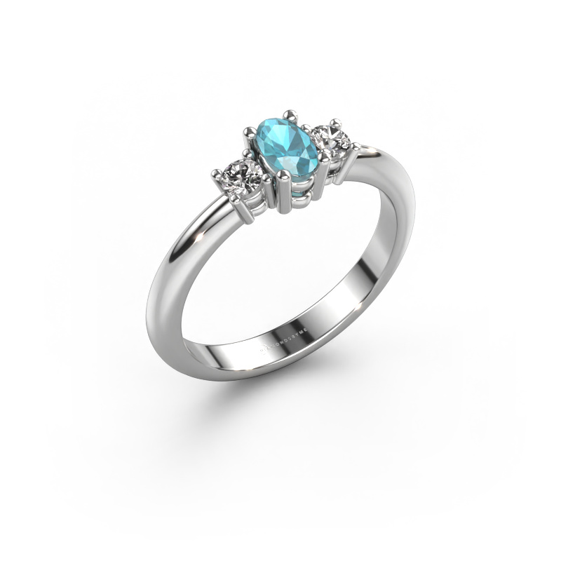 Image of Engagement ring Karie 585 white gold Blue topaz 5x3 mm