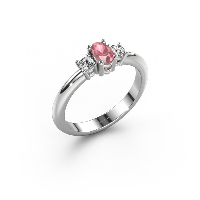 Afbeelding van Aanzoeksring Karie 585 witgoud Toermalijn pink 5x3 mm