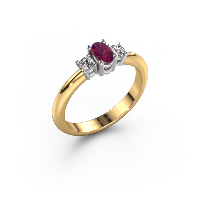Image of Engagement ring Karie 585 gold Rhodolite 5x3 mm