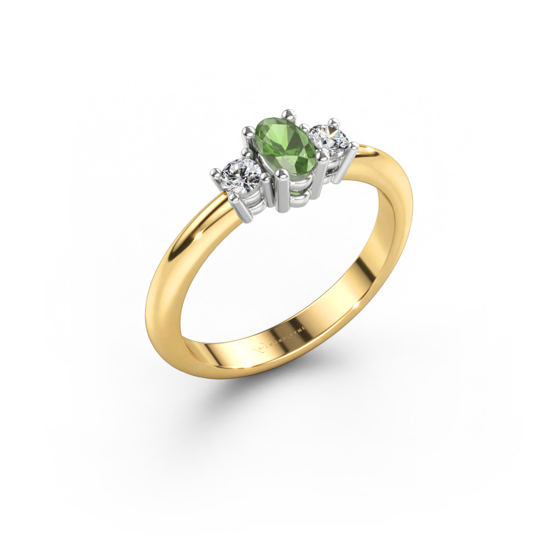 Bild von Verlobungsring Karie 585 Gold Turmalin grün 5x3 mm