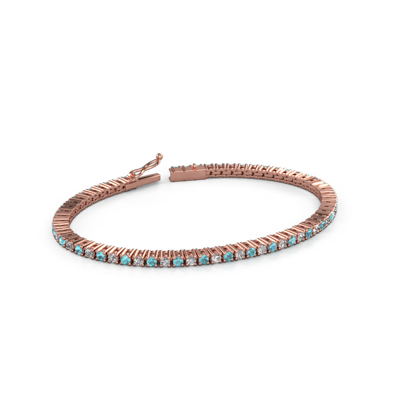 Image of Tennis bracelet Karin 2.4 mm 585 rose gold Blue topaz 2.4 mm