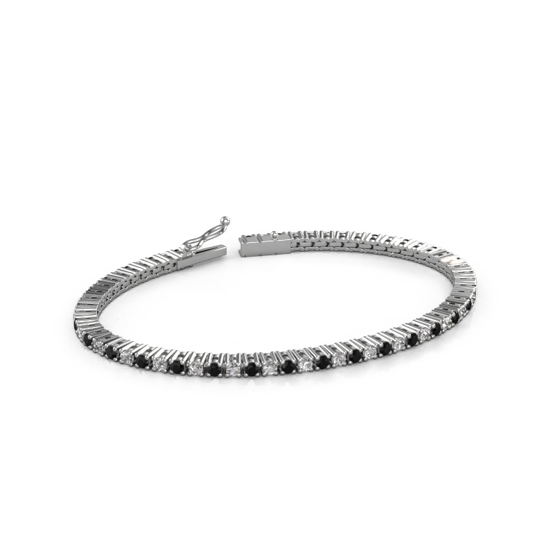 Image de Bracelet tennis Karin 2.4 mm 585 or blanc Diamant noir 3.751 crt