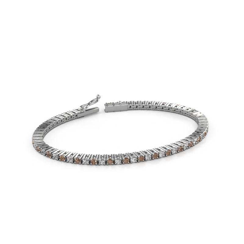 Image of Tennis bracelet Karin 2.4 mm 585 white gold Brown diamond 3.41 crt
