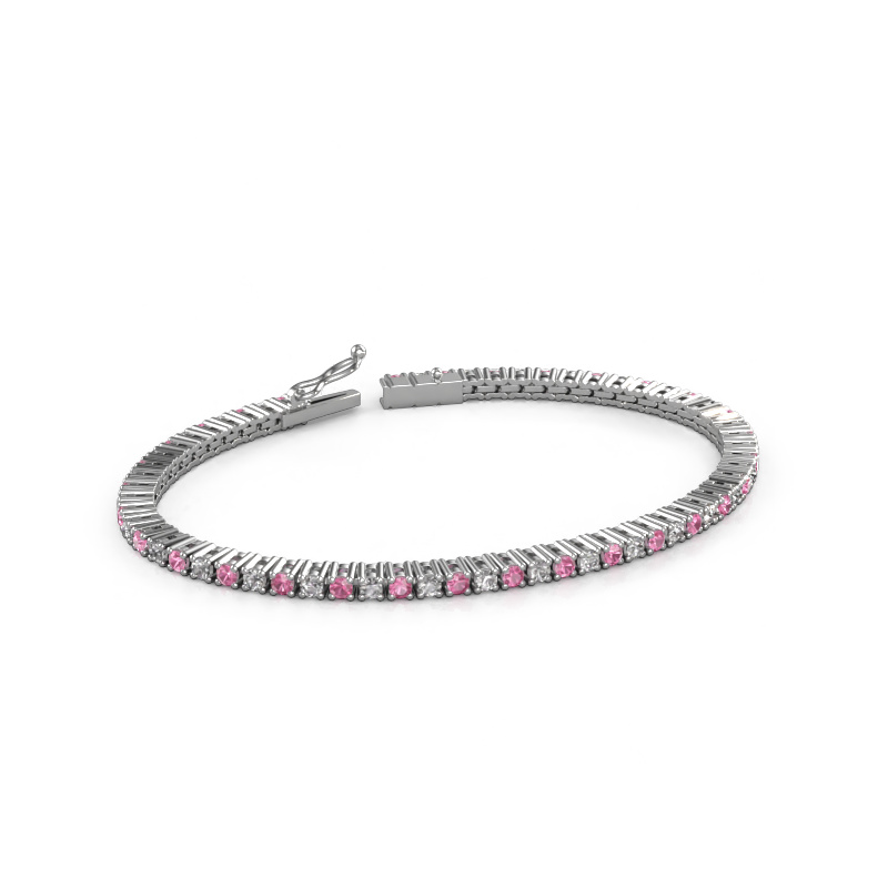 Image de Bracelet tennis Karin 2.4 mm 585 or blanc Saphir rose 2.4 mm