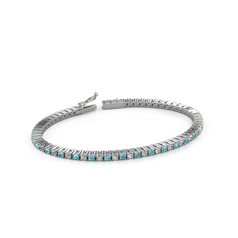 Image of Tennis bracelet Karin 2.4 mm 585 white gold Blue topaz 2.4 mm
