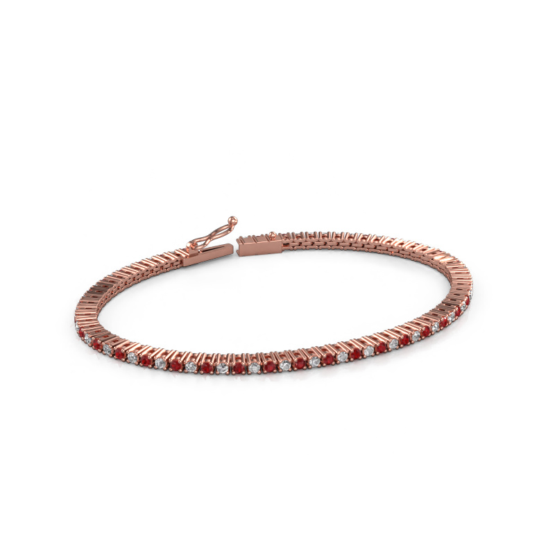 Bild von Tennisarmband Karin 2 mm 585 Roségold Rubin 2 mm