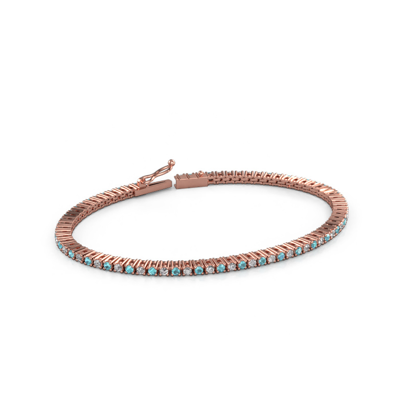 Image of Tennis bracelet Karin 2 mm 585 rose gold Blue topaz 2 mm