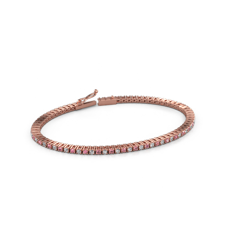 Bild von Tennisarmband Karin 2 mm 585 Roségold Turmalin rosa 2 mm