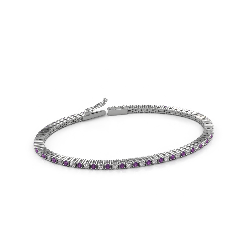 Image of Tennis bracelet Karin 2 mm 585 white gold Amethyst 2 mm