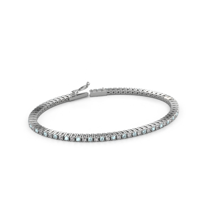 Image of Tennis bracelet Karin 2 mm 585 white gold Aquamarine 2 mm