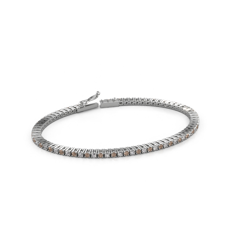 Image of Tennis bracelet Karin 2 mm 585 white gold Brown diamond 2.16 crt