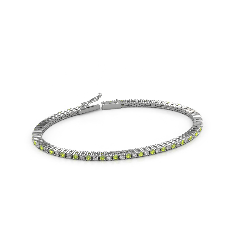Image of Tennis bracelet Karin 2 mm 585 white gold Peridot 2 mm