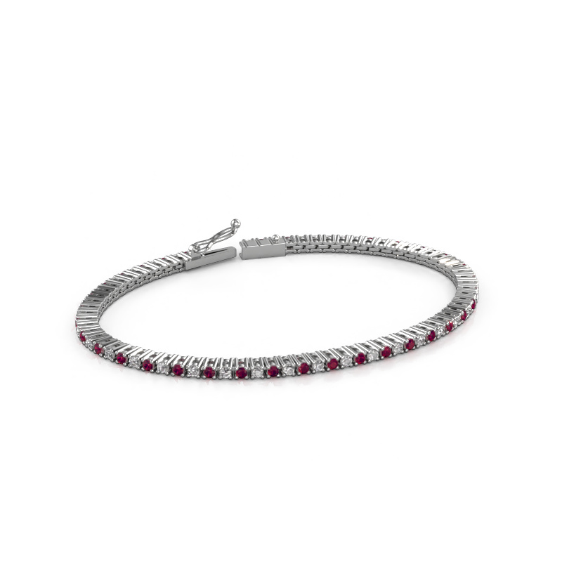 Image of Tennis bracelet Karin 2 mm 585 white gold Rhodolite 2 mm