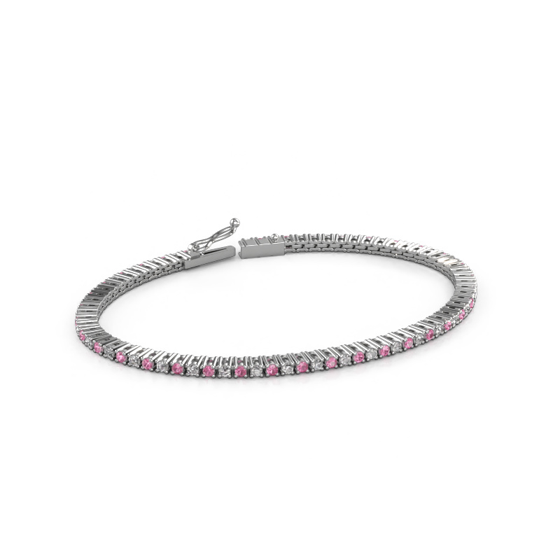 Image of Tennis bracelet Karin 2 mm 585 white gold Pink sapphire 2 mm