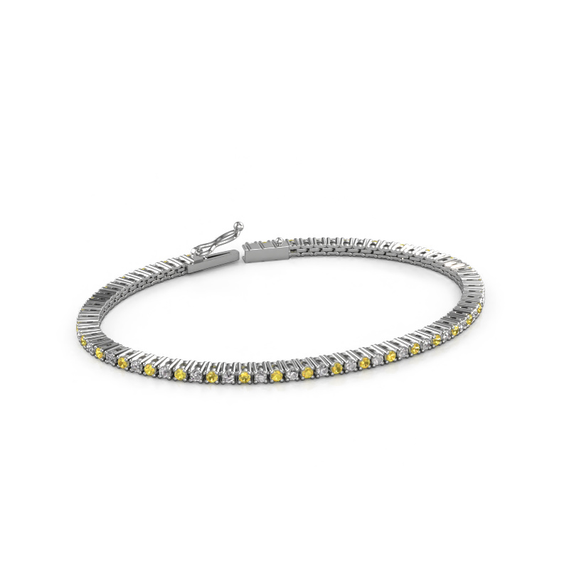 Image of Tennis bracelet Karin 2 mm 585 white gold Yellow sapphire 2 mm