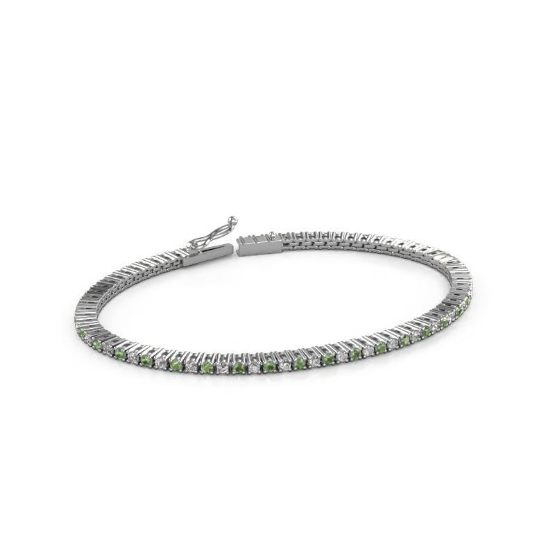 Image of Tennis bracelet Karin 2 mm 585 white gold Tourmaline green 2 mm