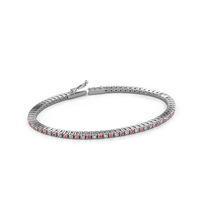 Image of Tennis bracelet Karin 2 mm 585 white gold Tourmaline pink 2 mm