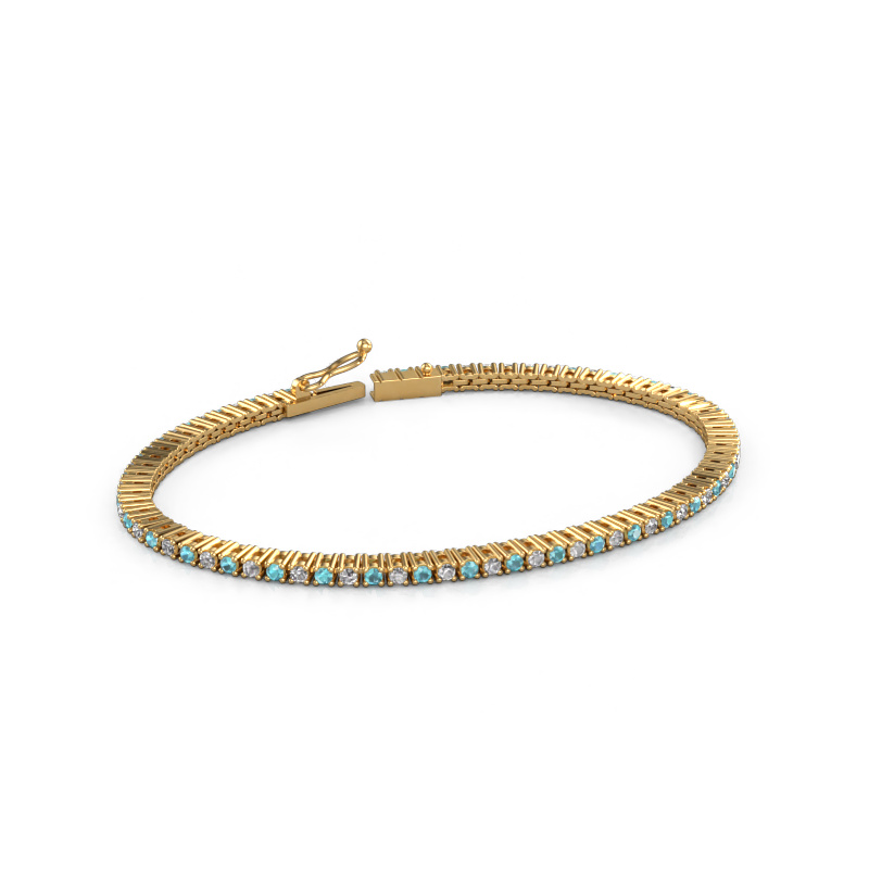 Image of Tennis bracelet Karin 2 mm 585 gold Blue topaz 2 mm