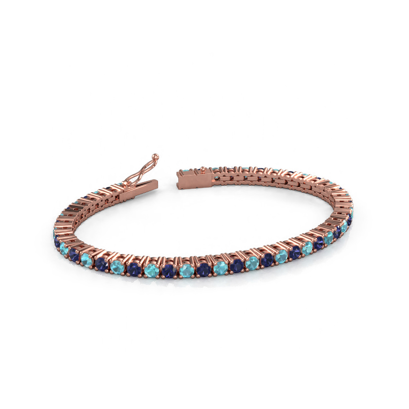 Image of Tennis bracelet Karin 3.5 mm 585 rose gold Blue topaz 3.5 mm
