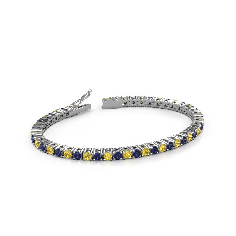 Image of Tennis bracelet Karin 3.5 mm 585 white gold Yellow sapphire 3.5 mm