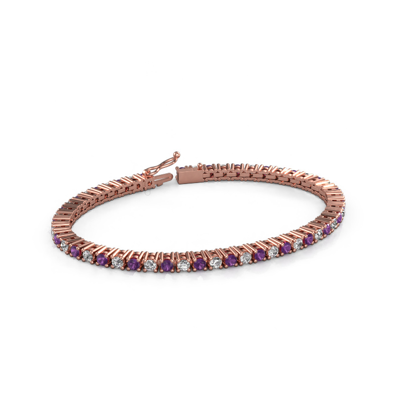 Image of Tennis bracelet Karin 3 mm 585 rose gold Amethyst 3 mm