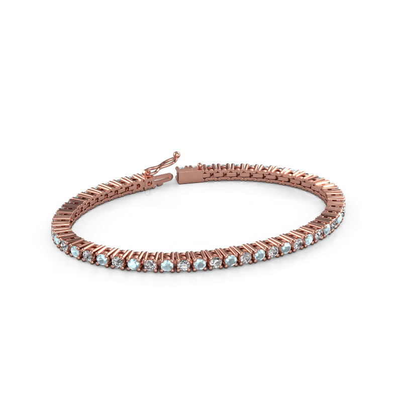 Image of Tennis bracelet Karin 3 mm 585 rose gold Aquamarine 3 mm