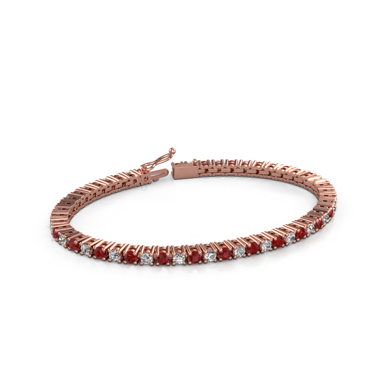 Image of Tennis bracelet Karin 3 mm 585 rose gold Ruby 3 mm