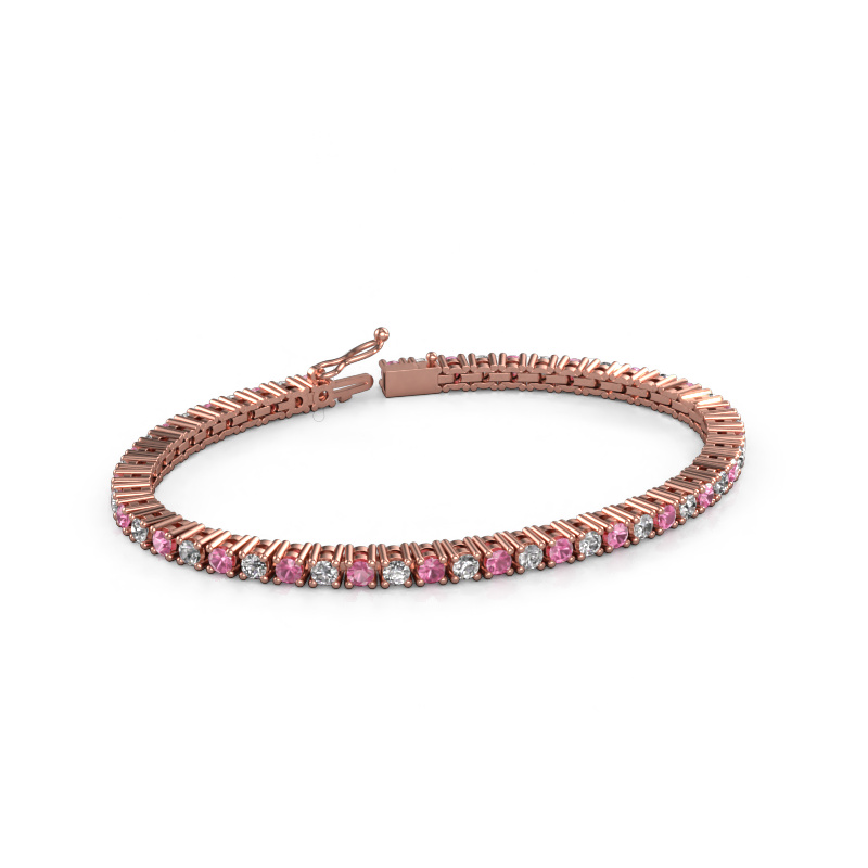 Bild von Tennisarmband Karin 3 mm 585 Roségold Pink Saphir 3 mm