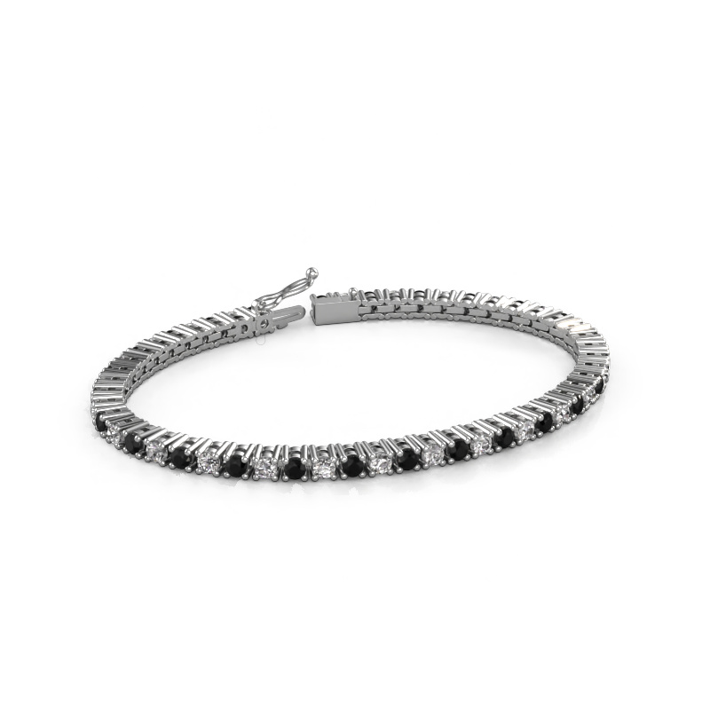 Image of Tennis bracelet Karin 3 mm 585 white gold Black diamond 5.62 crt