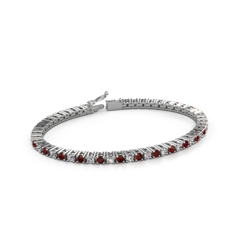 Image of Tennis bracelet Karin 3 mm 585 white gold Garnet 3 mm