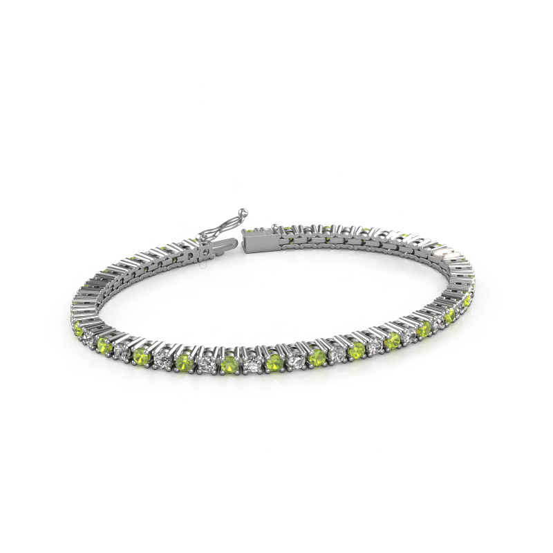 Image of Tennis bracelet Karin 3 mm 585 white gold Peridot 3 mm
