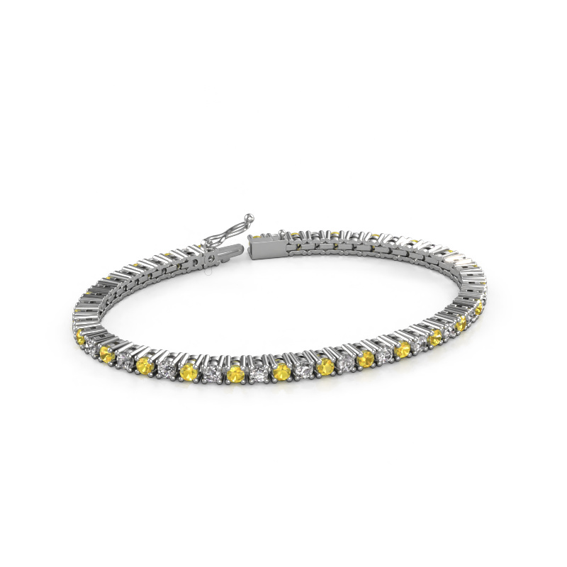 Image of Tennis bracelet Karin 3 mm 585 white gold Yellow sapphire 3 mm