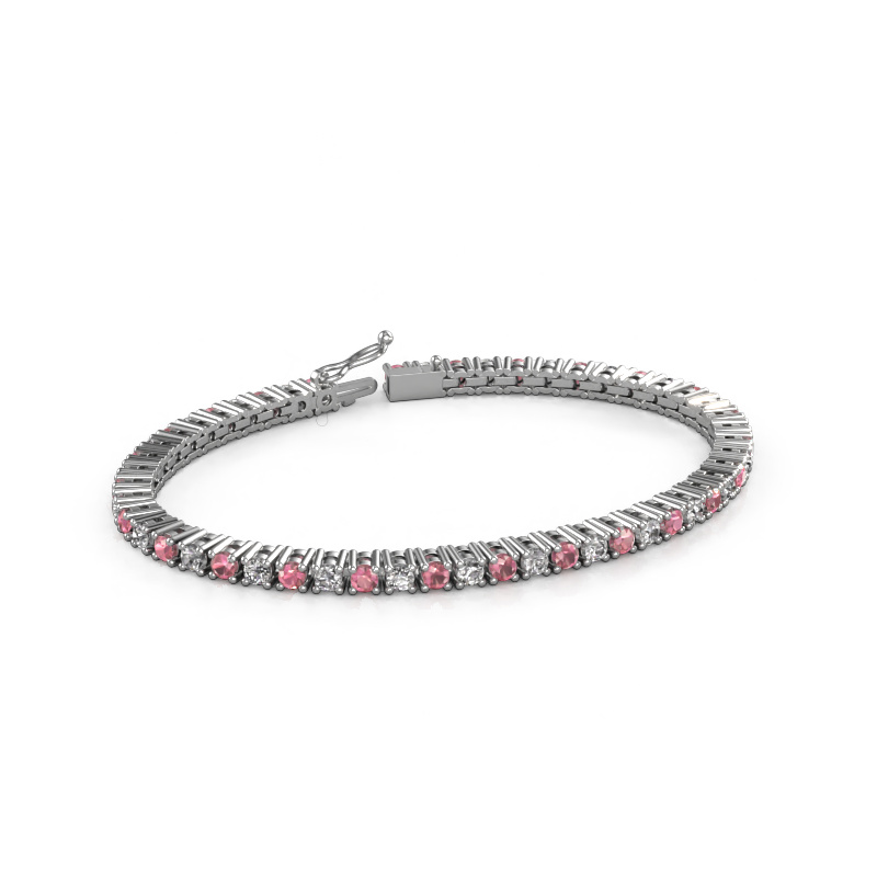 Image of Tennis bracelet Karin 3 mm 585 white gold Tourmaline pink 3 mm